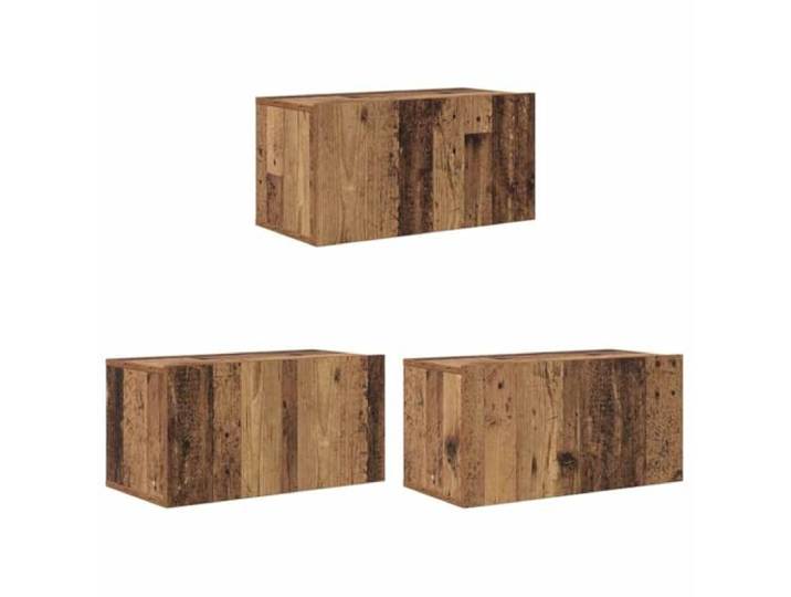 GKHPYURE TV-Möbel-Set, 3-teilig, braun, 60 x 30 x 30 cm, Holz Wandmontage, 2 Türen, integriertes Regal, Kabelorganisation, für Wohnzimmer