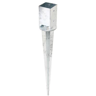 Einschlag-Bodenhülse ALBERTS "91x91 mm", silber (silberfarben), B:9,1cm, Stahl, Bodenanker, für Vierkantholzpfosten, mit verstellbarem Topf, Gesamtlänge 900 mm