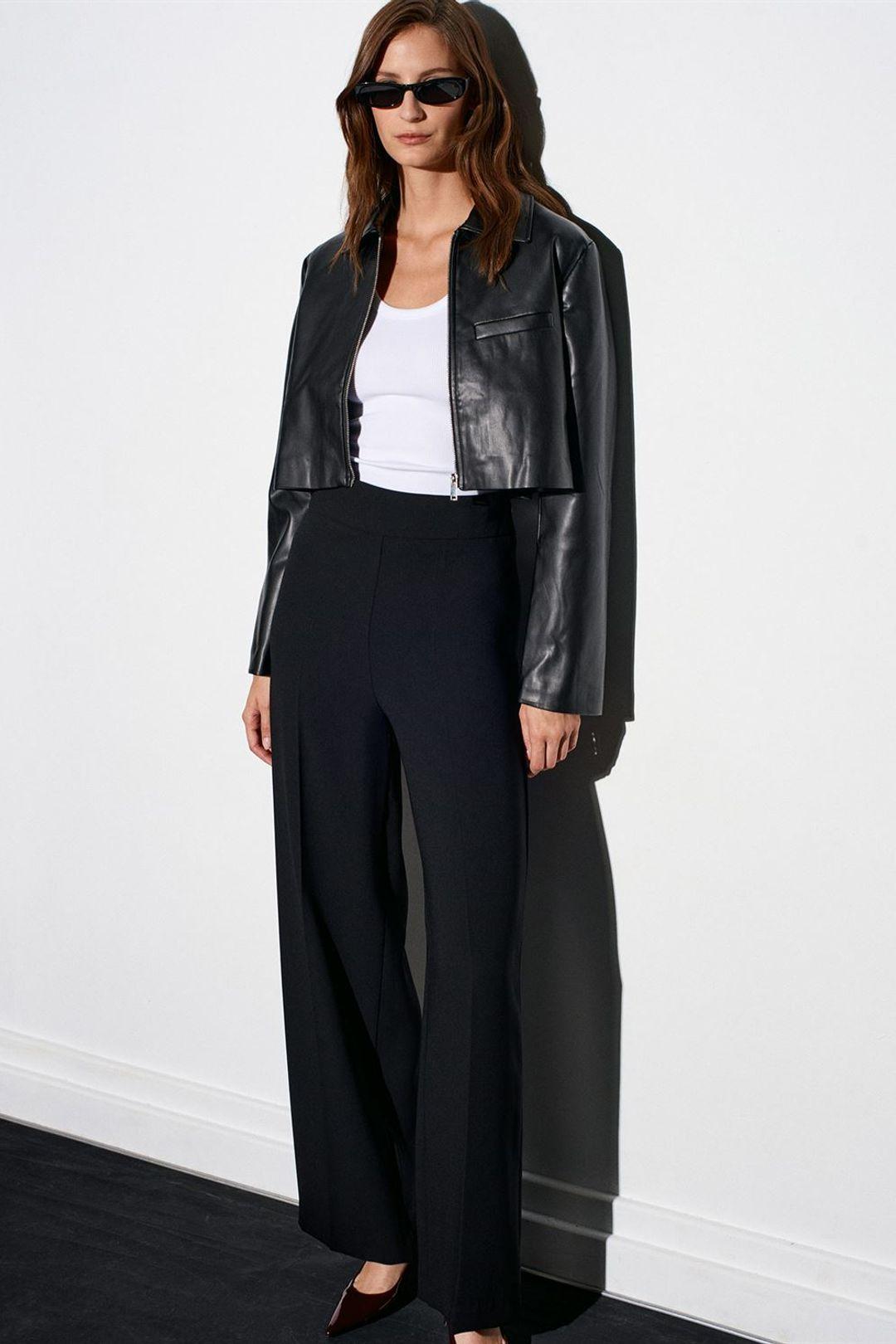 Hoge taille wijde crepe broek