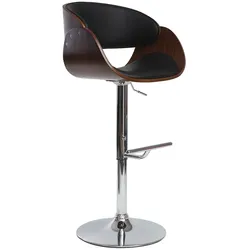 Design-Barhocker höhenverstellbar schwarz und dunkles Holz BENT