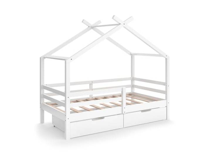 VitaliSpa Hausbett Luni, Weiß, 160 x 80 cm mit Aufbewahrungskästen, wie ein kleines Zuhause – für eine warme Atmosphäre