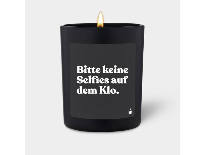 Duftkerze Schwarz Woody Bitte keine Selfies auf dem Klo.