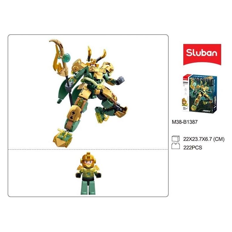 Sluban Exosuit Mecha Grün Gold Lanze 222 St. Klemmbausteine - Bauspielzeug M38-B1387 (M38-B1387)