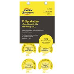 Avery-Zweckform 7908 Prüfplakette Geprüft nach DGUV Vorschrift 3 20XX Gelb Folie selbstklebend (Ø x L) 30 mm x 30 mm 30 mm DGUV 80 St.