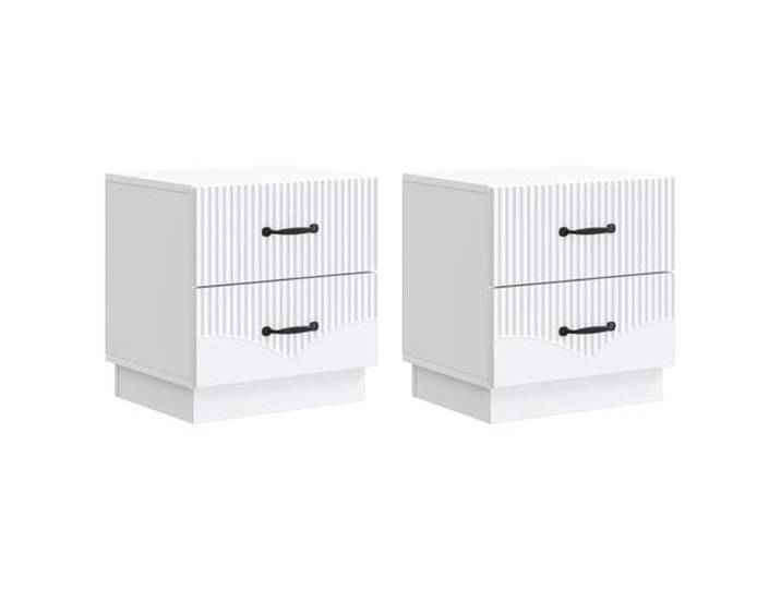 KGFHERENB Nachttisch 2er Set Weiss 43x34,5x44,5 cm Holzwerkstoff Praktisches Beistelltisch Set fuer Schlafzimmer und Gaestezimmer mit Schubladen fuer geordnete Aufbewahrung.