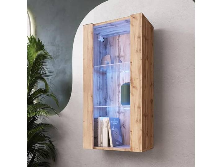 Komodee Vitrine Hängend Tivoli Vertical A1 Wotan/Wotan 50x100x29 cm Hängende Vitrine Tivoli Vertical, Wotan/Wotan, Breite 50cm x Höhe 100cm 50cm x Tiefe 29cm, LED Blau, 2 Regalböden