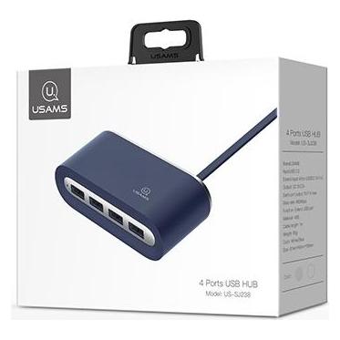 Usams Adapter HUB 4xUSB 2.0 niebieski /blue SJ238FX02 (US-SJ238) (Micro USB, USB-A, 4 Ports) (6958444958071)