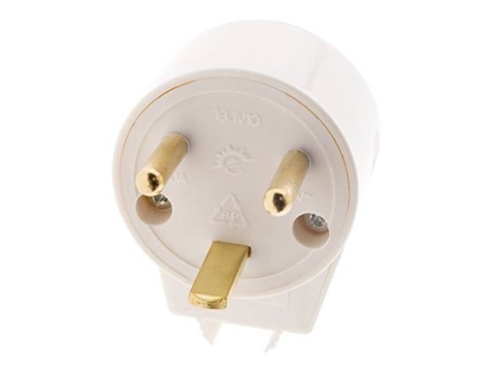 Fiche mâle 20A coudée 2 P+T - blanc - Zenitech