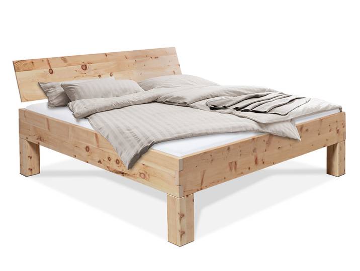 ZARUBA 4-Fuß-Zirbenbett mit Kopfteil, Material Massivholz, 160