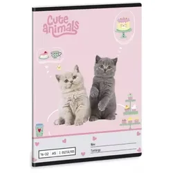 Niedliche Tiere: Teeparty, liniertes Heft – 2. Klasse, A5