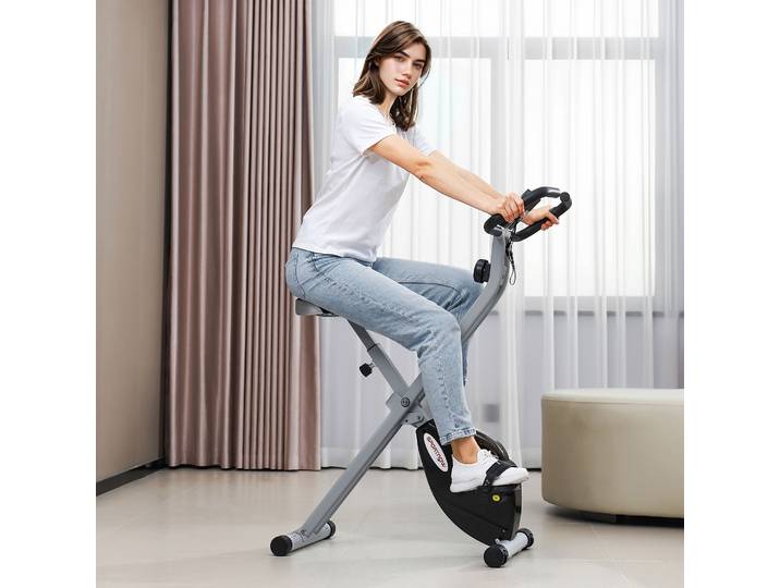 SPORTNOW Vélo Pliable Magnétique 8 Niveaux LCD Selle Ajustable