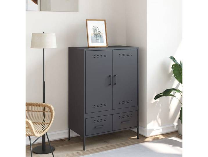 Meuble rangement - Buffet haut anthracite 68x39x101 5 cm acier poisd:24.08kg &4821