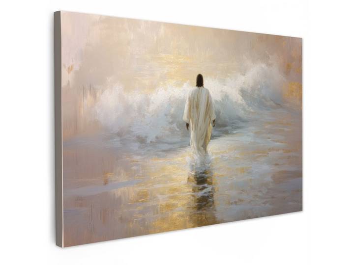 LEINWANDBILD Gemälde - Welle - Jesus - Abstrakt Gemälde 60x40 cm