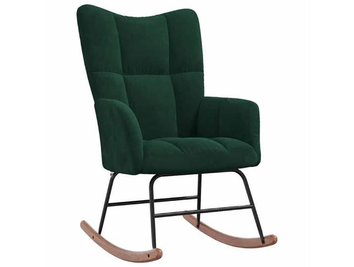 Chaise Relaxant à bascule - Vert - Moderne Chaise à bascule Vert foncé Velours - Dimensions:61x78x98cm N501384