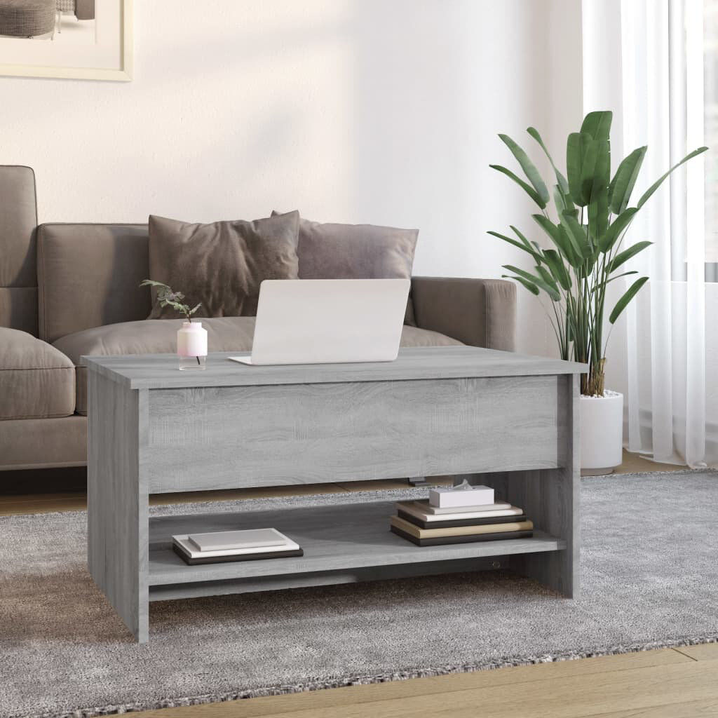 Latitude Run Huy Lift Top Sled Coffee Table with Storage Grey Sonoma 40cm H X 80cm W X 50cm D