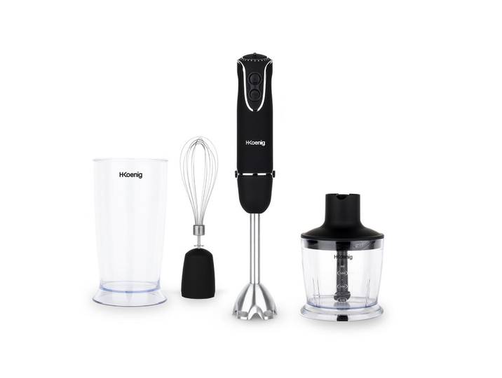 HKoenig Stabmixer Mix75 Schwarz und Silber, Grau, Metall, 6.2x20.8x5.4 cm, Kochgeschirr, Küchengeräte, Mixer
