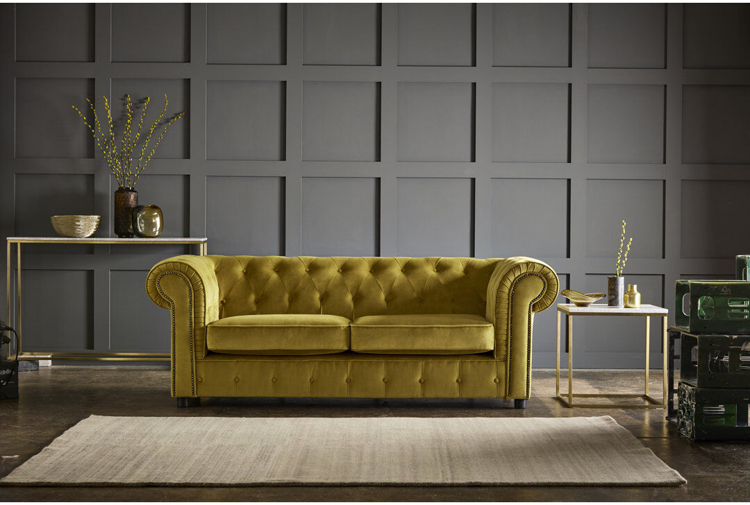 Etta Avenue Aaron Velvet Sofa Mustard 3