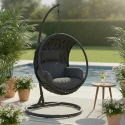 Hängesessel Mira Dunkelgrau Outdoorstoff/Metall/Kunststoff