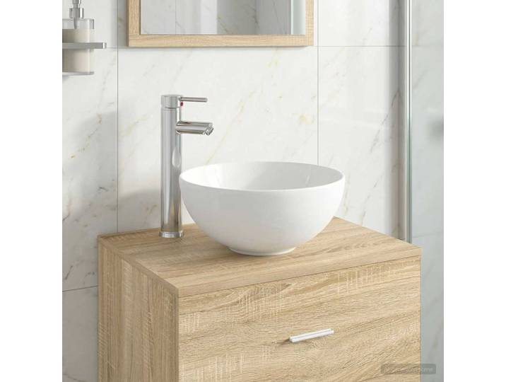 vidaXL Waschbecken mit Wasserhahn und Abfluss Chrom 32 x 32 x 13 cm