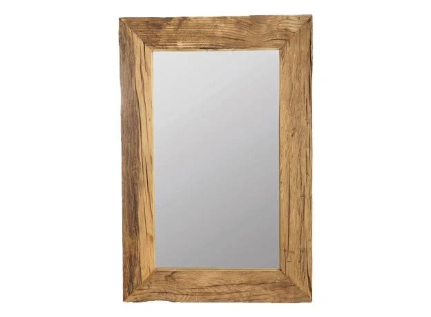 House Doctor Pure wandspiegel in beige en bruin met houten details en rechthoekige vorm