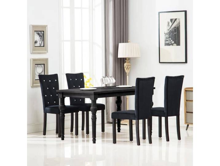 4x Chaise de Salle à Manger Velours Noir Chaise de Cuisine Siège 246487