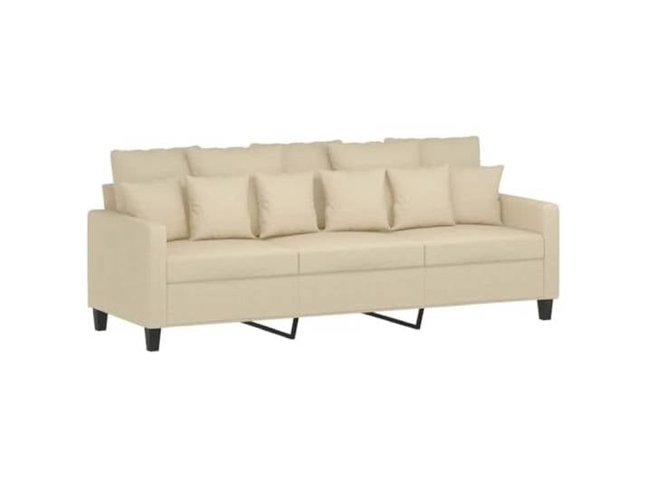 Todiikf 3-Sitzer Sofa Creme 180cm Polstersofa mit Metallgestell Stoff Bequeme 3-Sitzer Polstercouch für Wohnzimmer und Lounge, atmungsaktiver Stoffbezug mit weicher Schaumstoffpolsterung.