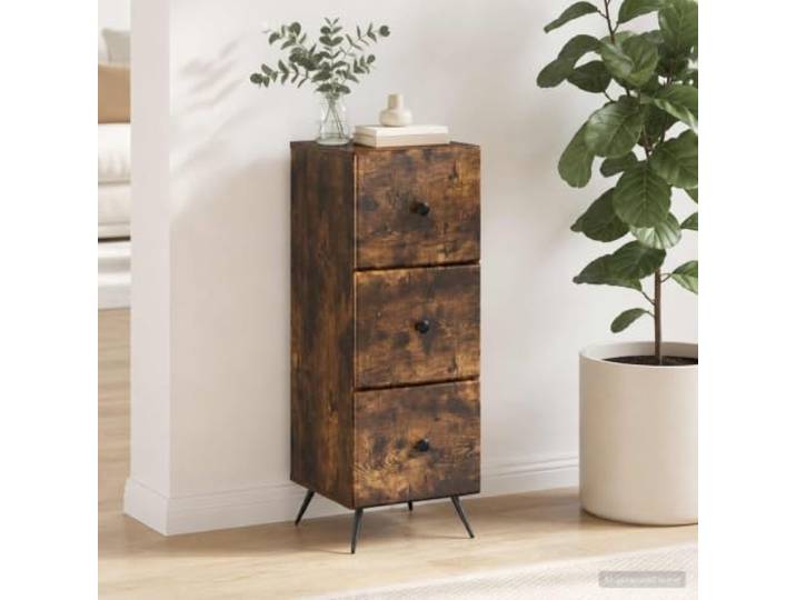 GPWERSDF Schubladenschrank Geräucherte Eiche 33 x 34,5 x 90 cm Aufbewahrung Verstellbare Regale, Schlössermechanismus, robuste Konstruktion, platzsparend, einfache Montage, Büro und Wohnung