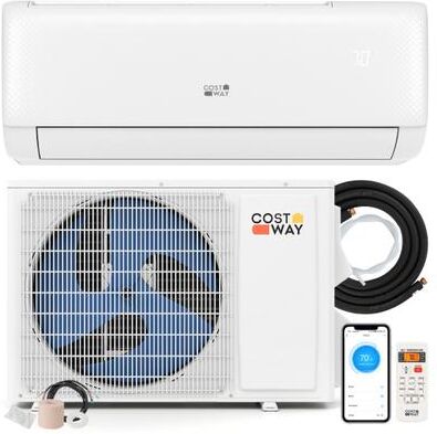 Costway 12000 BTU Smart WiFi Mini Split AC: Alexa/Google Voice Control, 4D Auto Swing