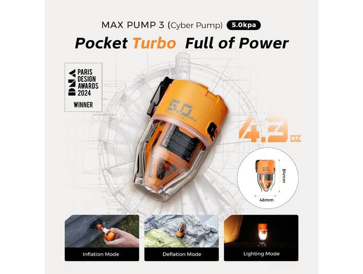 FLEXTAIL Pompe à air électrique, pompe de camping portable avec lumière ambiante à 3 niveaux pour lit pneumatique, matelas de couchage, sac sous vide