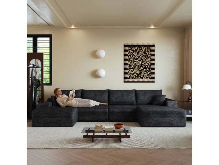 Soverkim Ecksofa Modular Ecksofa mit L-förmiger Chaiselongue, mit tiefer Sitzfläche, 1 Teile, Kompressionssofas, Wohnzimmer, Schlafzimmer, Wohnung