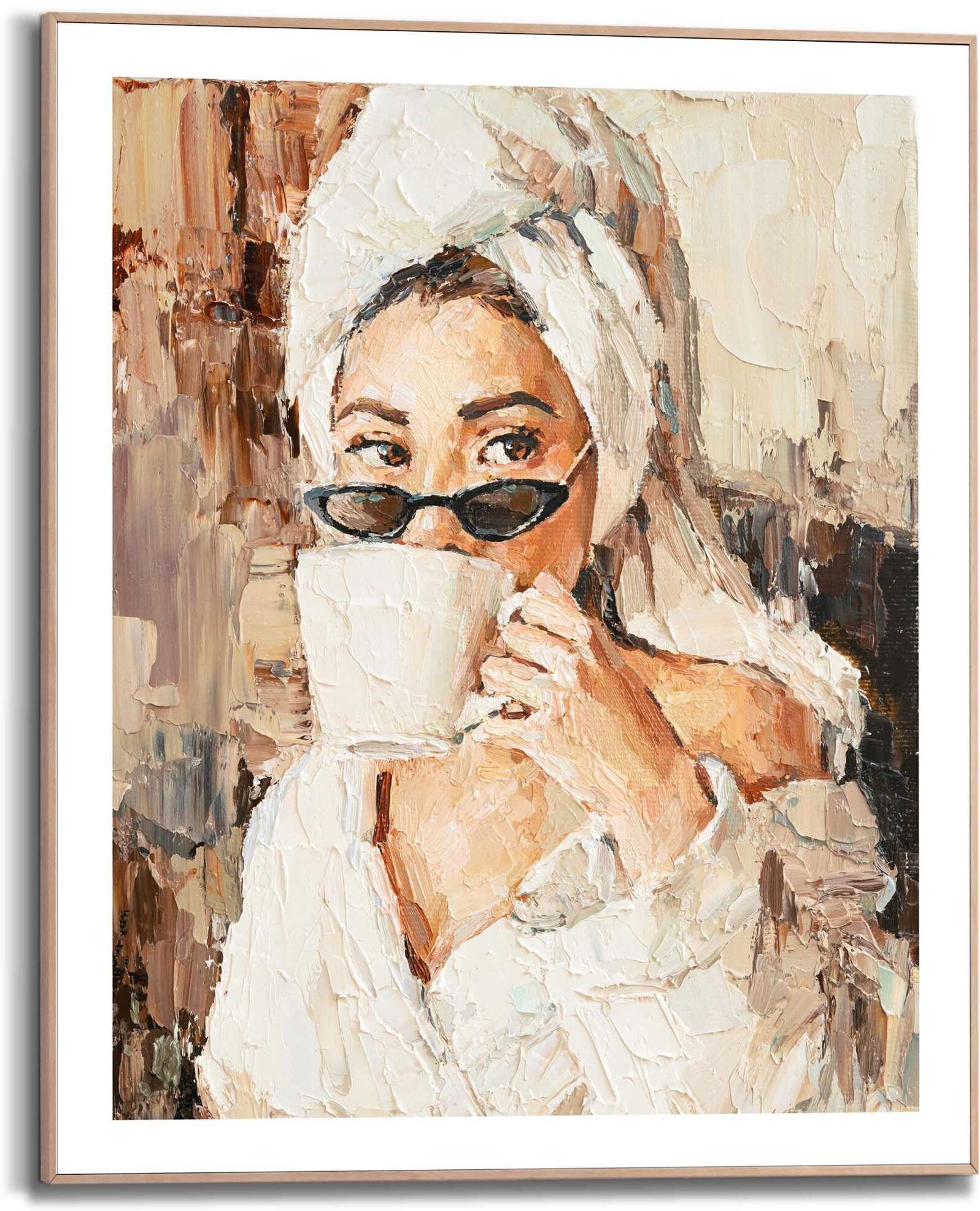 Reinders! Bild mit Rahmen REINDERS "Waking Up", beige (farbe bild(er): beige), B:40cm H:50cm T:1,6cm, Holzwerkstoff, Bilder, Bild mit Rahmen