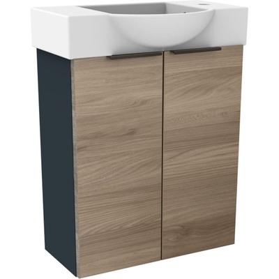 Waschtisch WELLTIME "Novara", grau (korpus anthrazit matt, front optik steinesche), B:54,5cm H:70,5cm T:31,7cm, Waschtische, Waschtisch