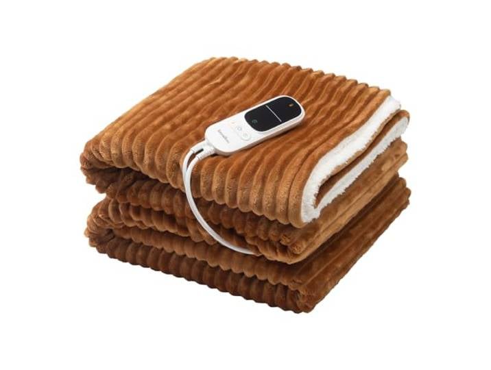 Terraillon Couverture chauffante Plaid Chauffant Sherpa 180x130 cm KOOMY Arrêt Automatique\, 9 réglages de température\, Chaleur Pendant 9h\, Lavable en Machine\, 180x130 Cm\, Sherpa et Flanelle