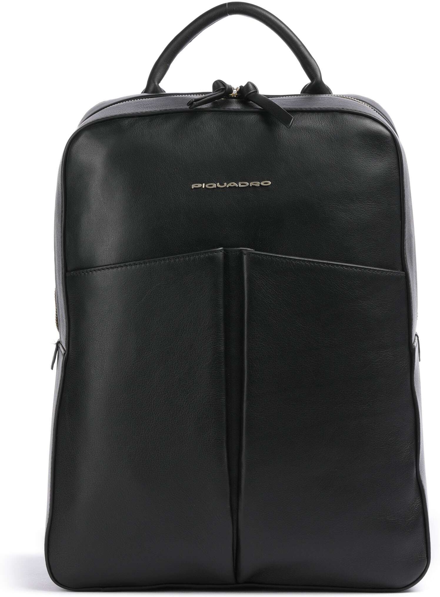 Piquadro Ashley Rucksack aus Leder, schwarz