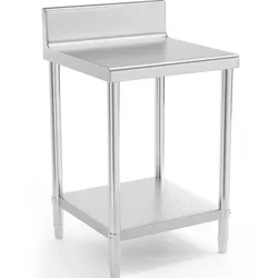 Royal Catering Edelstahl-Arbeitstisch - ECO - 60 x 60 cm - 250 kg - Aufkantung -