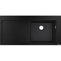 Hansgrohe Einbauspüle S51 Serie, Graphitschwarz, 1030 x 490 mm, 1 Hauptbecken mit Abtropffläche, Beckentiefe 190 mm