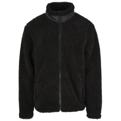 Winterjacke URBAN CLASSICS "Urban Classics Herren Basic Sherpa Jacket", Herren, Gr. M, schwarz, 100% Polyester, unifarben, oversize, Rundhals, Jacken Winterjacke