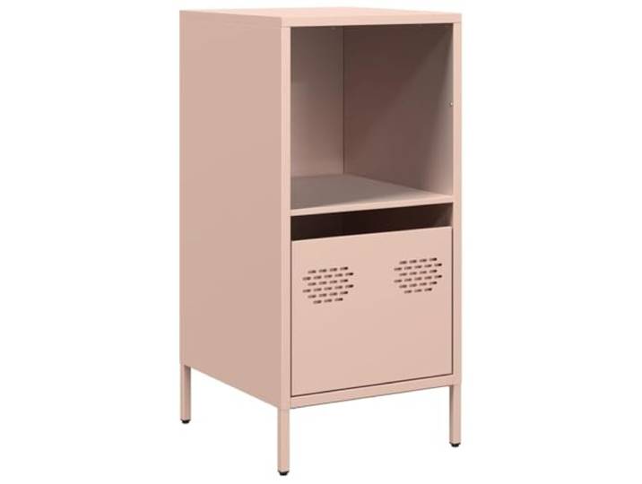 Roanoer Sideboard Rosa 35x39x73,5cm Nachttisch Stahl Beistellschrank Kompakter Metallschrank in Rosa für Schlafzimmer und Flur mit einer Schublade und offenem Fach für geordnete Aufbewahrung.