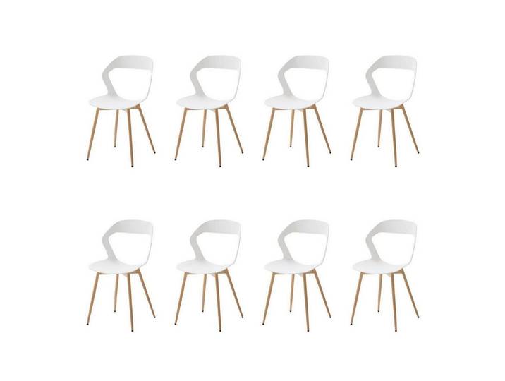 LuxusKollektion Esszimmerstuhl Esszimmerstuhl 8er Set Küchenstuhl Metallbeine Design 8er Set Weiß