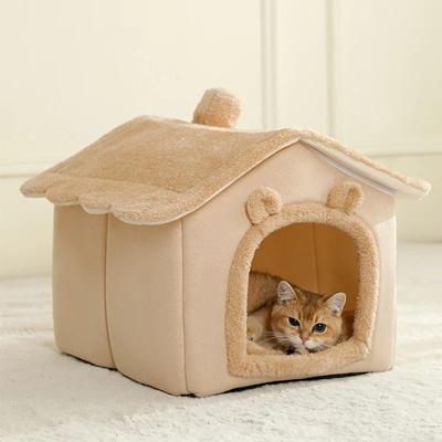 Uplifted Finds Foldable Pet House Removable Washable Cat House Puppy Cave Sofa Pet Bed s brown