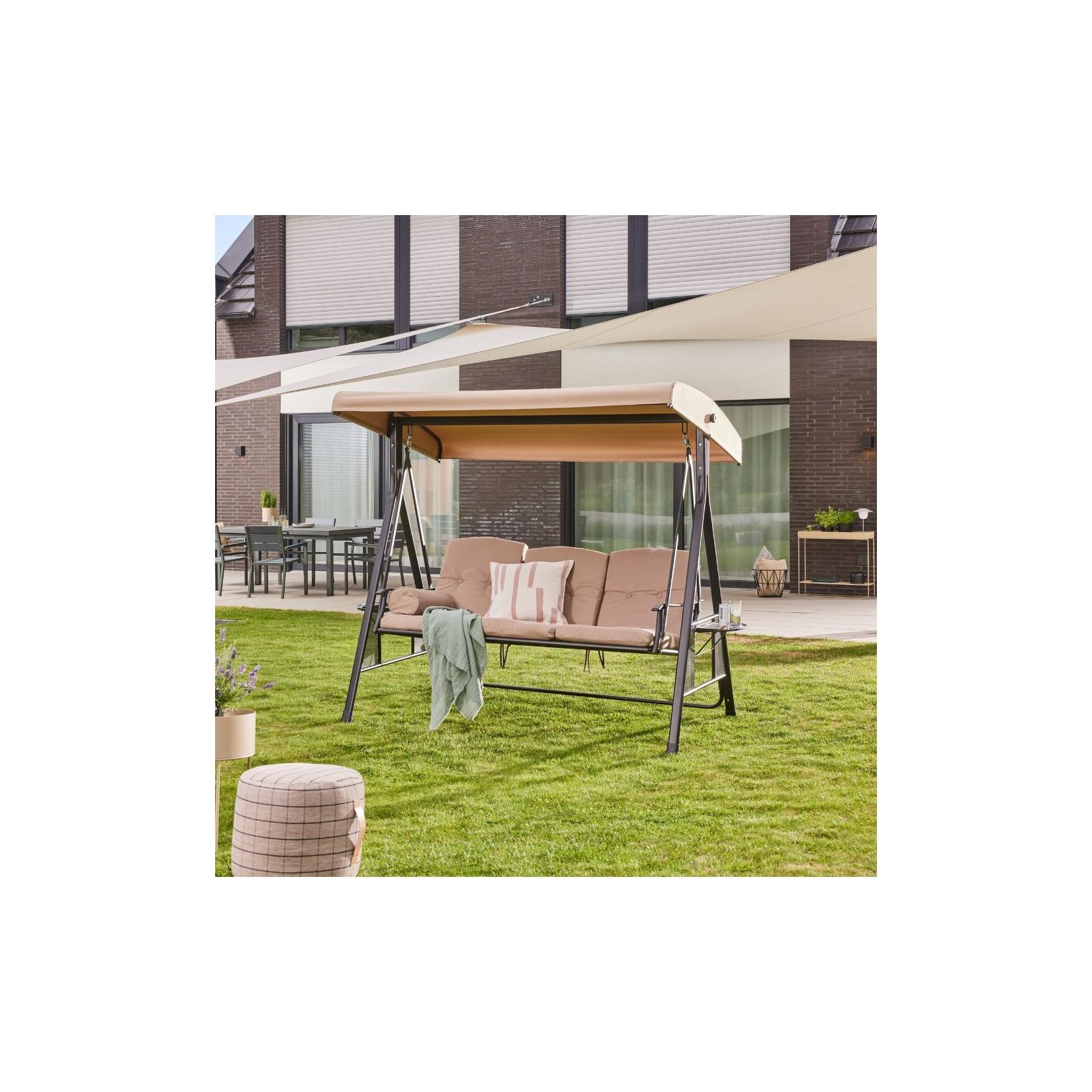 HOME DELUXE Hollywoodschaukel 3-Sitzer DESCANSO - 115 x 198 cm Beige