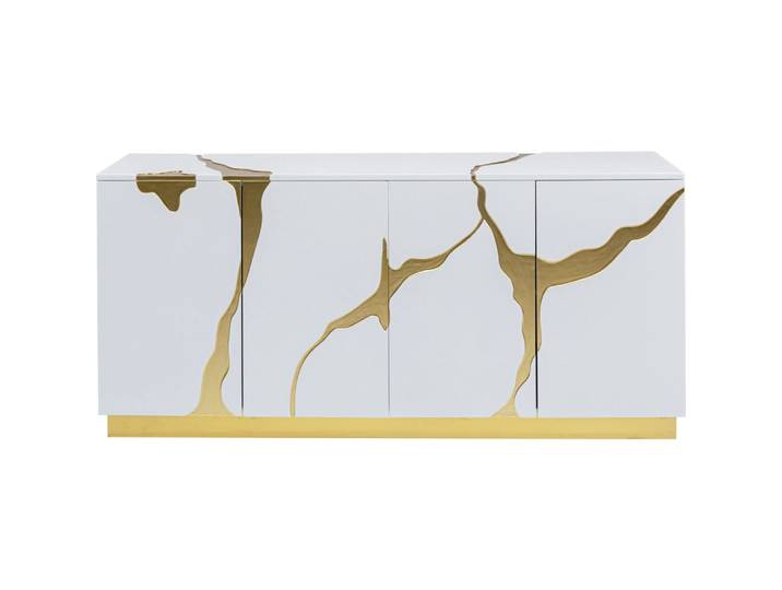 Buffet 4 portes blanc et doré