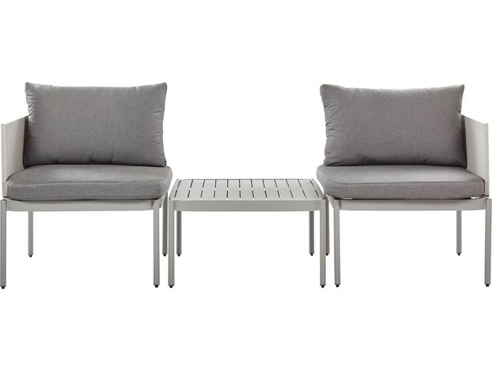 BELIANI Lounge-Set Hellgrau Aluminium Modular 3-teilig Stapelbar 2-Sitzer mit Couchtisch und Auflagen Modern Terrasse Garten Outdoor Möbel Ausstattung