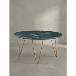 Couchtisch Grün Marmor Dreibein Design 70x70x35 cm, Rund Modern Gold Metall