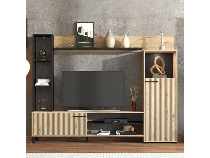 Meuble mural Rovato Dmora en bois mélaminé brun chêne noueux