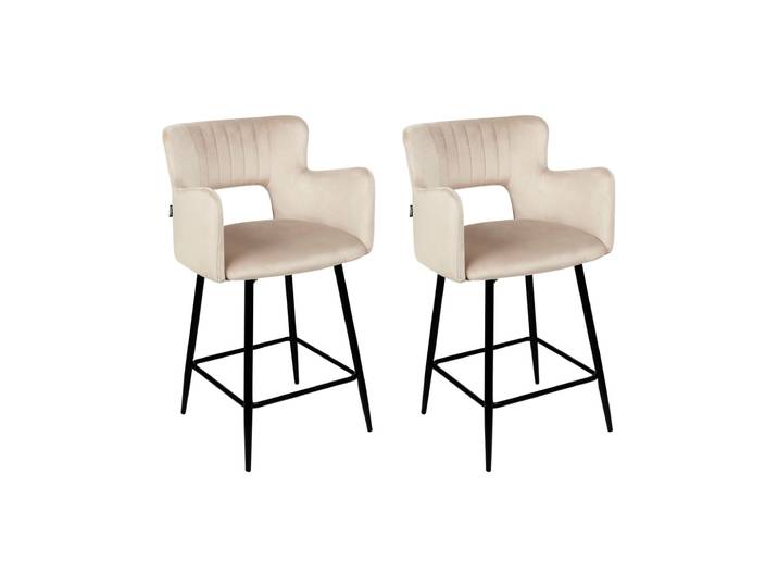Lot de 2 chaises de bar velours taupe