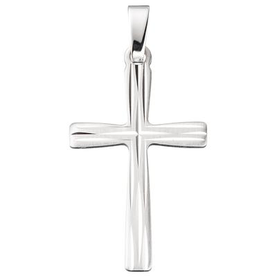 Kreuzanhänger JOBO "Anhänger Kreuz", weiß (weißgold 585), Schmuckanhänger, Damen, Weißgold 585, 585 Weißgold