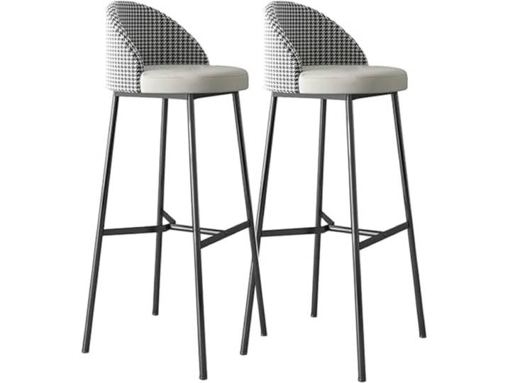 VNCdfhETs Barstuhl 2er Set Barhocker Lederkissen Barstuhl Metall Küche Hochhocker Thekenhocker Barhocker(A,Sitting Height 75CM)