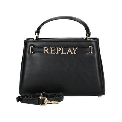 Henkeltasche REPLAY "Replay Taschen Lederimitat", Damen, Gr. onesize, schwarz (schwarz, gold), Lederimitat, Taschen