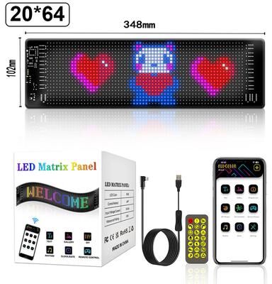 Combo Retail Shop RGB LED Matrix Pixel Logo Lamp For Cars, Scrolling Advertising LED Panel, Flexible Display Light, DIY Custom Text 20x64 Leds 10x35cm